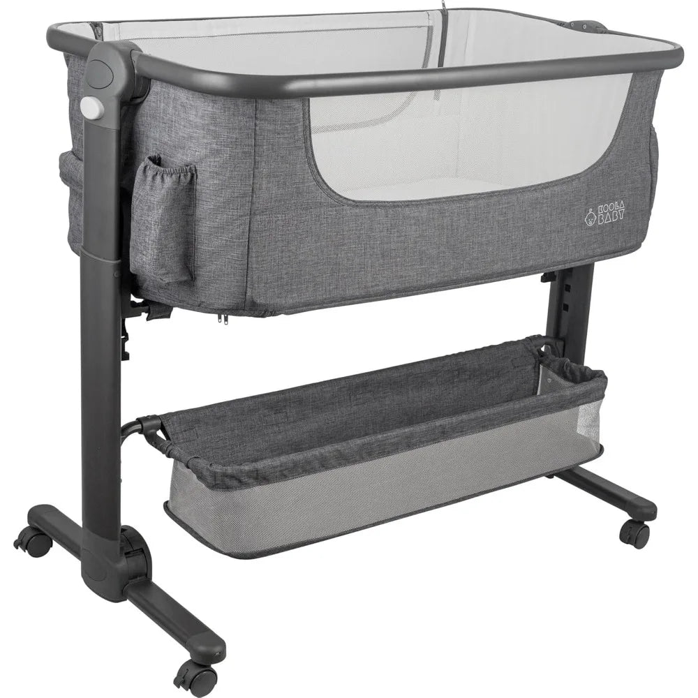 Portable Baby Bedside Sleeper, Folding Crib with Storage Basket for Newborns