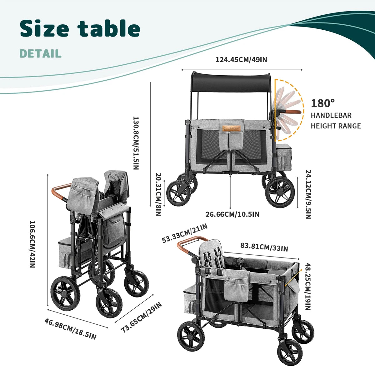 Baby stroller suitable for four children, camping car, storage cart, sun shade detachable, foldable, suitable for autumn travel