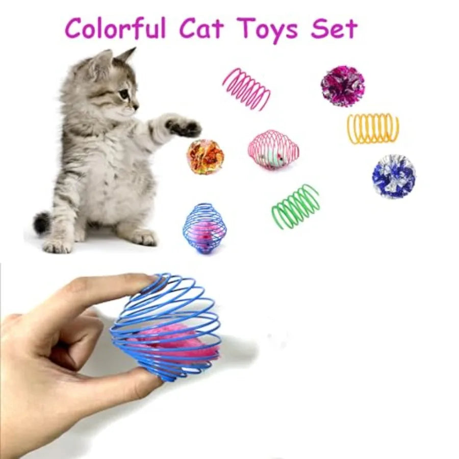 18 Pack Assorted Cat Metal Spring Ba Stretchable Large Cat Spiral Toy Crinkle Ba Interactive Kitten Rolling Coils Spring Inside