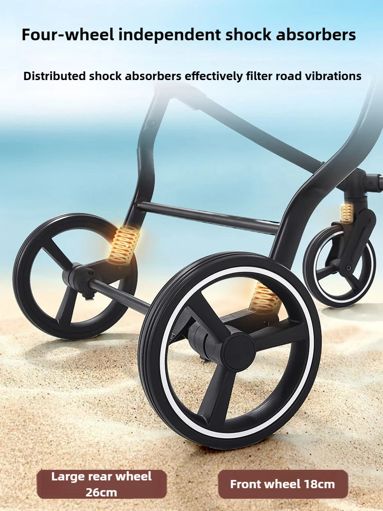 High-view Twin Baby Integrated Stroller, Can Sit or Lie Down, Ultra-light Portable Foldable Outdoor Travel Stroller