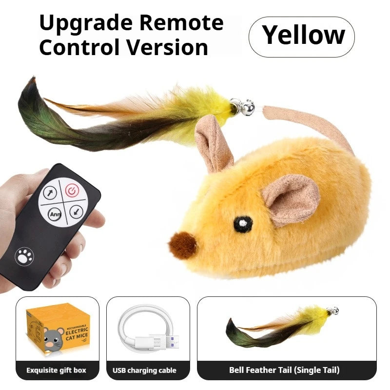 Automatic Sensing Moving Mouse Interactive Cat Toys Electronic Remote Squeaky Cat Toy For Kitten USB Rechargeable Pet Plush Toy