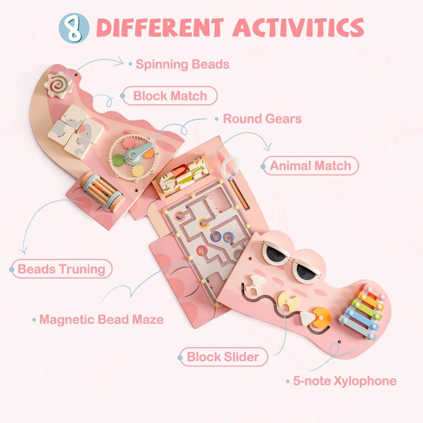 Robotime Robud Wooden Busy Board Montessori Learning Toy Wall Mounted Activity Centre with Gears Maze Wooden Toy Gifts