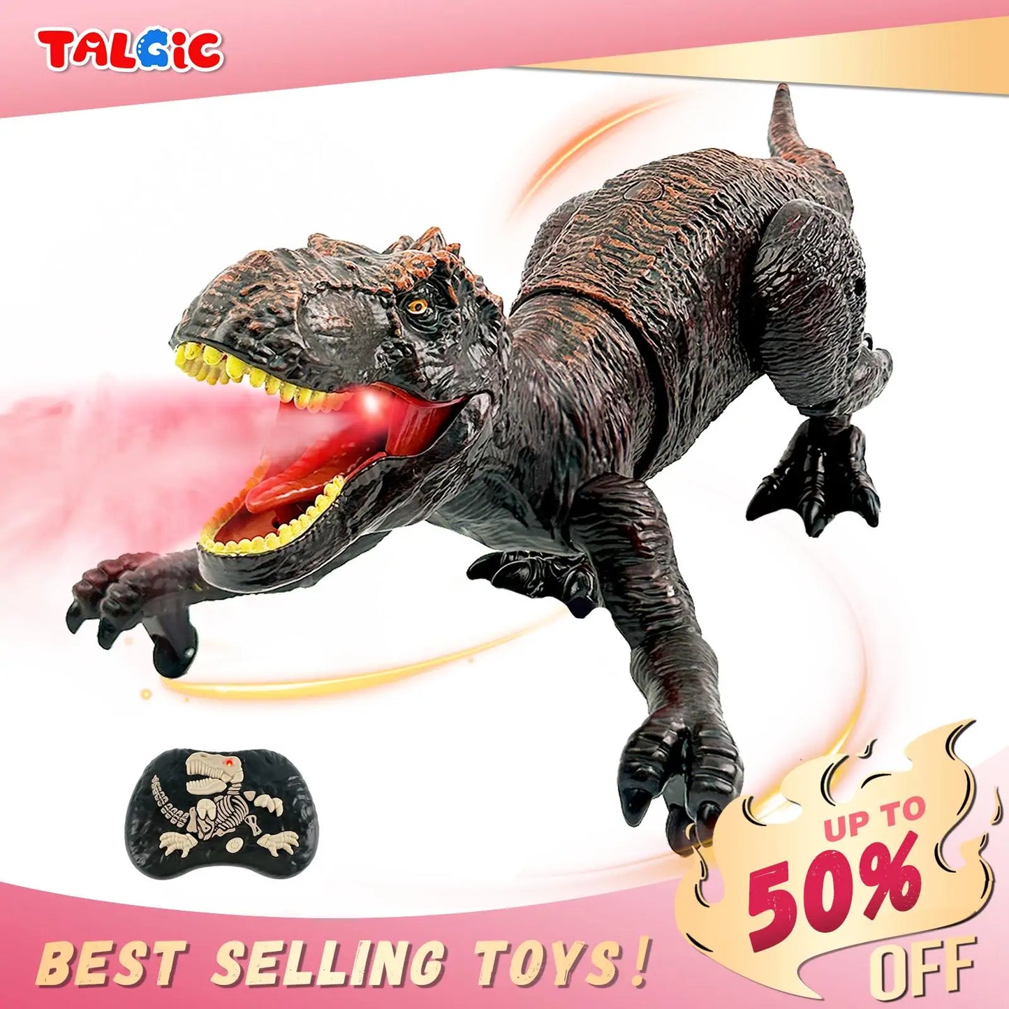 Dinosaur Animal Toy with remote control, Tirano-saurio Rex, Spinosaurus and SickleSaur Rex with water spray and swift movement,