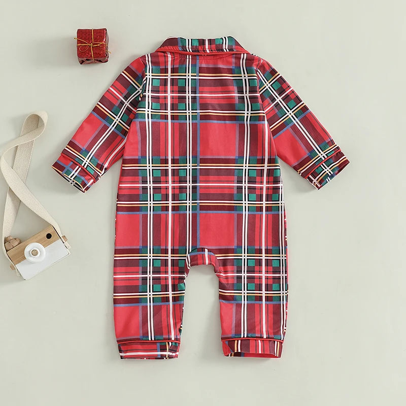 Christmas Deer Patterned Long Sleeve Crew Neck Baby Romper Jumpsuit for Boys and Girls Festive Elk Print Outfit