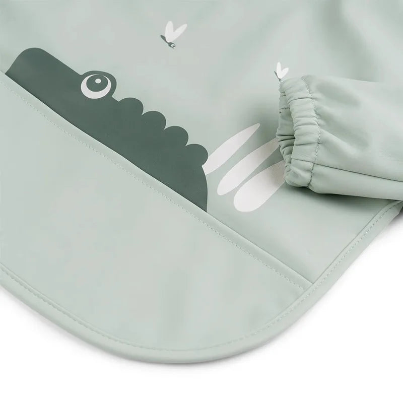2025 New Baby Infant Eating Clothes PU Kids Smock Bib Long Sleeve Waterproof Oil-proof Food Pocket Easy To Clean