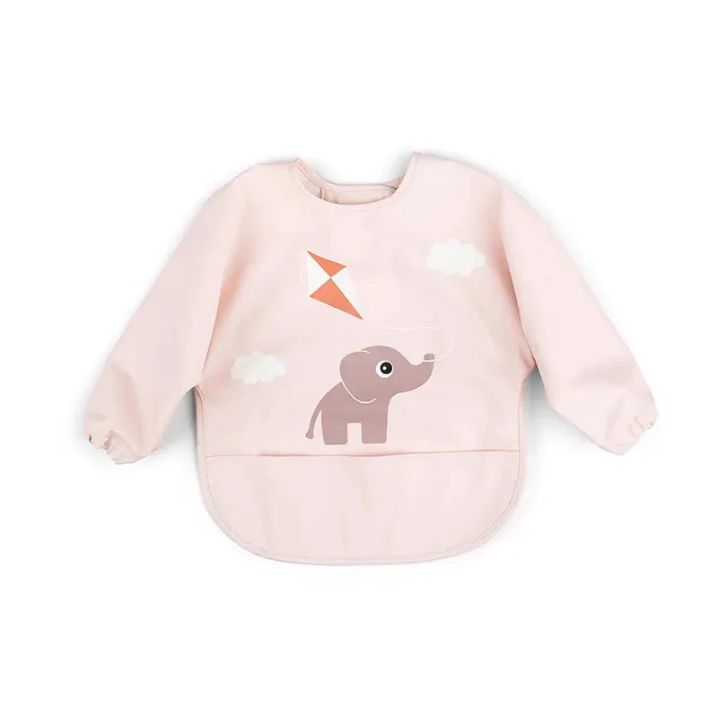 2025 New Baby Infant Eating Clothes PU Kids Smock Bib Long Sleeve Waterproof Oil-proof Food Pocket Easy To Clean