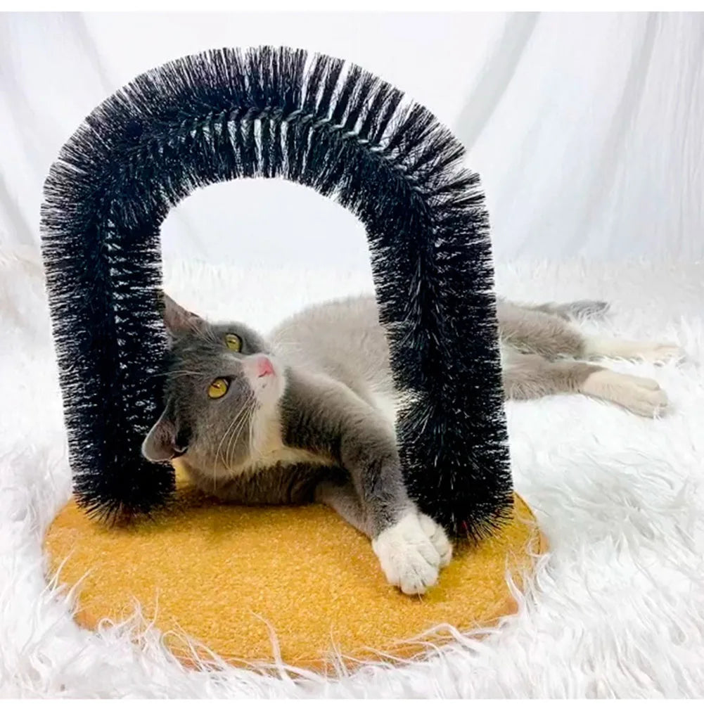 Cat Arch Self Groomer Massager Cat Grooming Brush with Sturdy Scratcher Pad Pet Puppy Cat Scratcher Toys for Indoor Cats