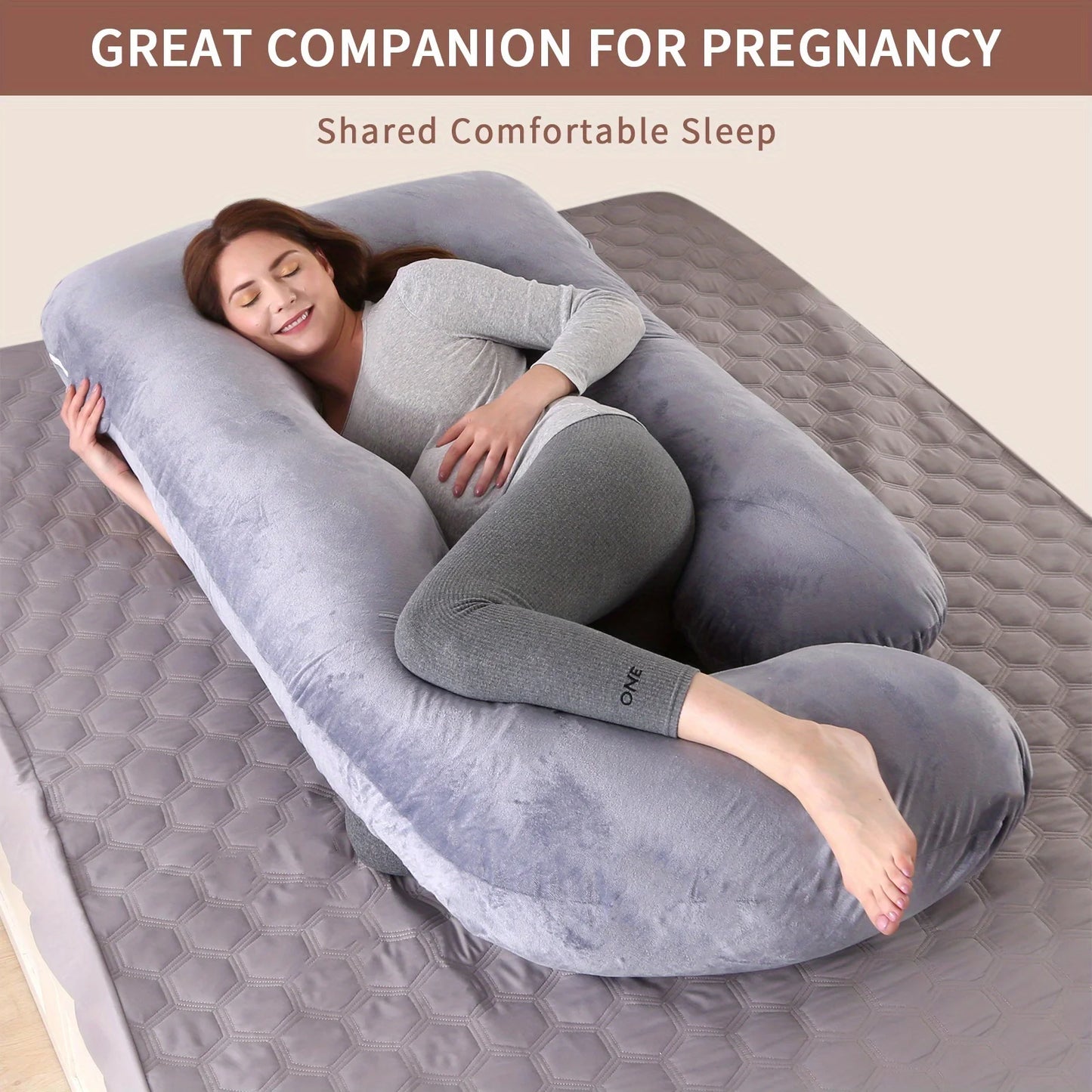 Detachable Maternity Pillow - G-Shaped Crystal Velvet Lumbar Support Cushion for Pregnant Side-Lying