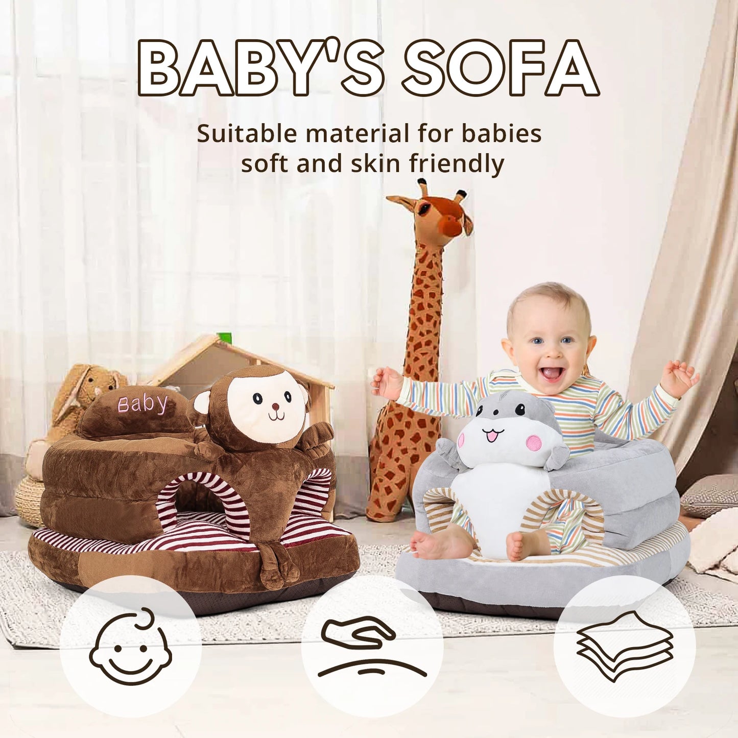 Children's sofa, with a granular base that is not easily slippery, lightweight, and easy to carry, allowing children to learn ho