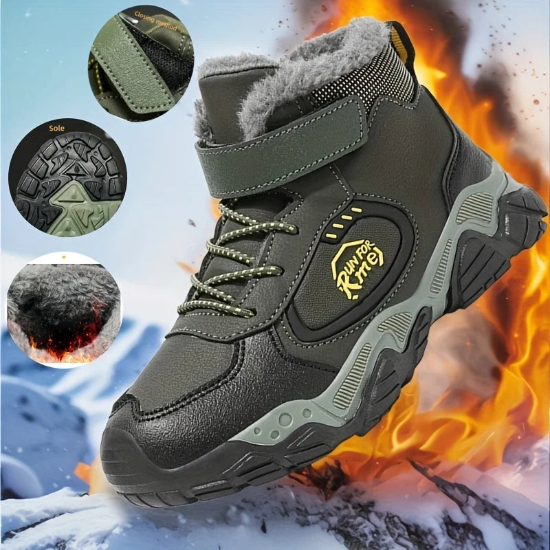 Children's Thick soled Mountaineering Shoes Thick soled Boys' Velvet Warm Thick soled Comfortable Autumn/Winter New Short Boots