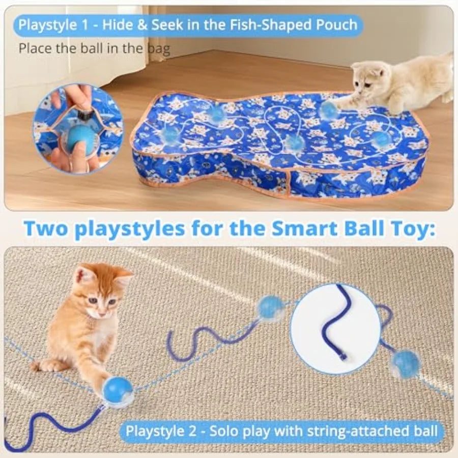 Interactive Cat Toy for Indoor Cats Hide and Seek Cat Toy Cat Play Mat Automatic  Activated Cat Enrichment Toys Electric SelfMo