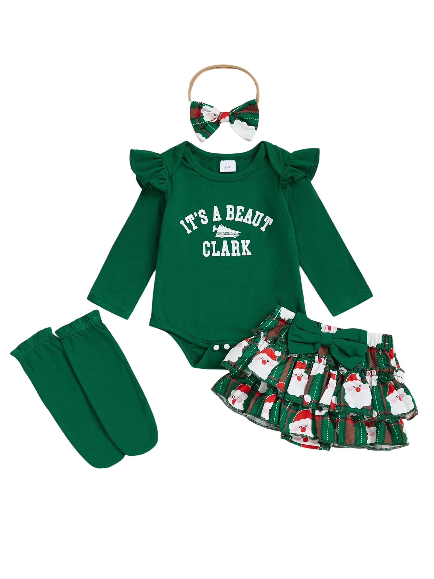 Toddler Boy Christmas Outfit Letter Print Long Sleeve Romper Santa Pants Bow Tie Hat Socks Set for Holiday Party