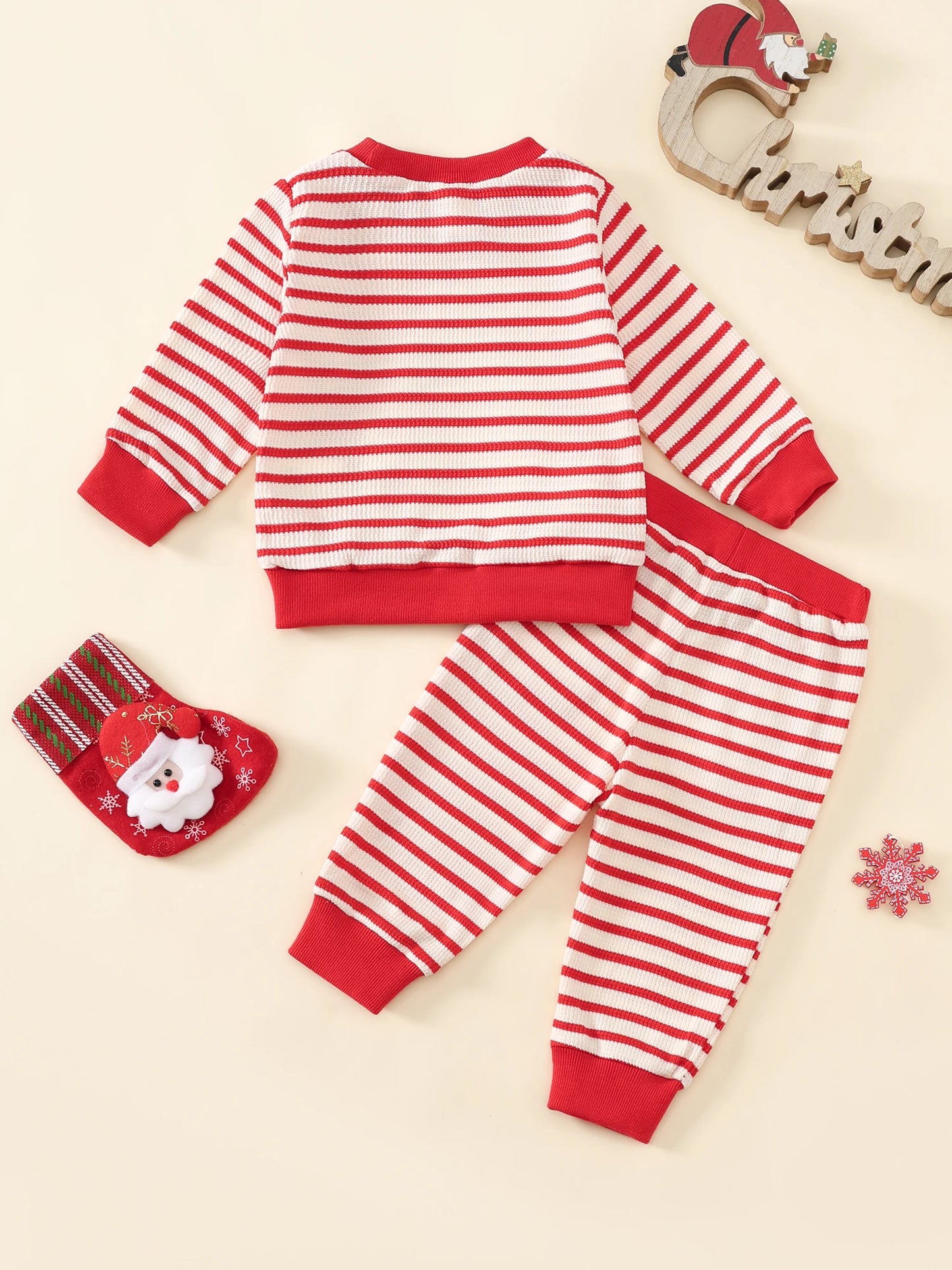Adorable Infant Reindeer Print Sweater with Matching Leggings 2 Piece Winter Holiday Ensemble for Baby Boy or Girl