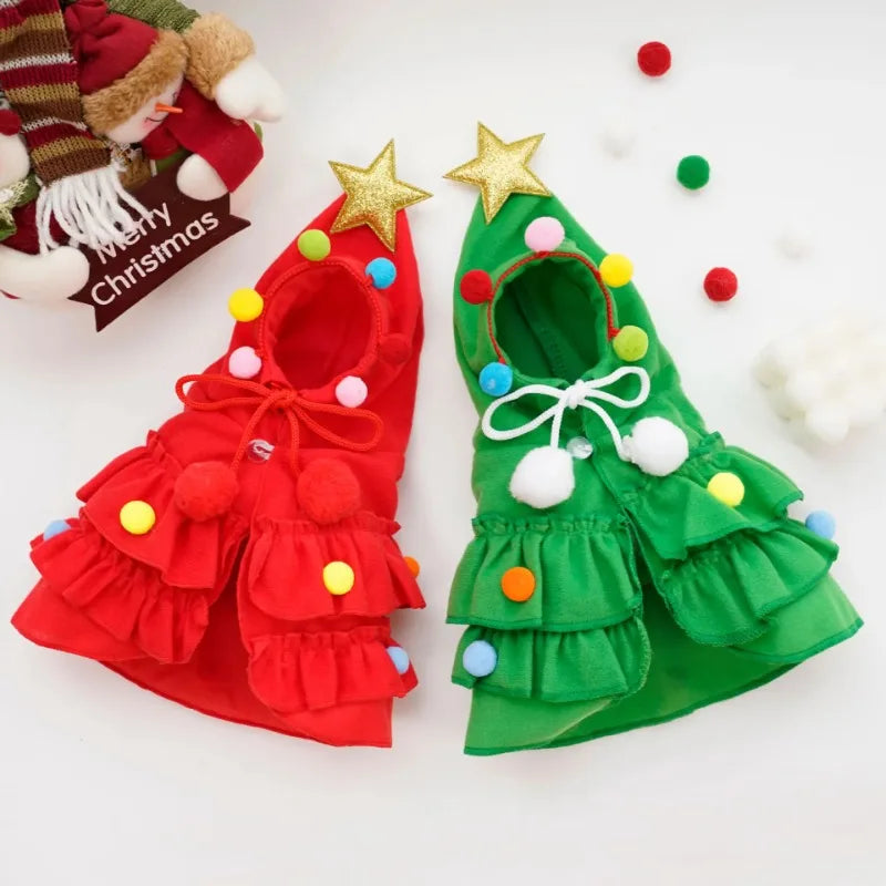 Dog Cloak Pet Cape and Shawl Christmas Dog Christmas Puppy Cosplay Santa Tree Costume Happy Festival Puppy Cat Coat Supplies