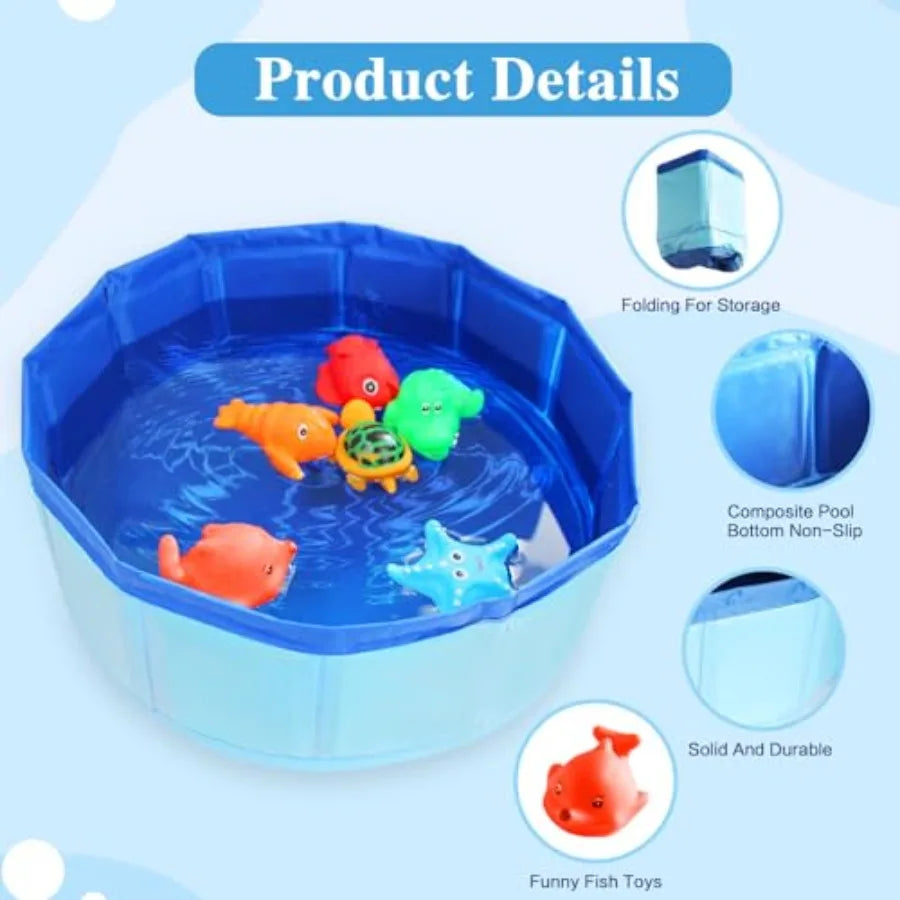 Cat Pool ToyPortable Cat Water Toy with Interactive Fish Toys Engaging Interactive Cat Toys for Indoor Cats 6 PCS Blue Set for