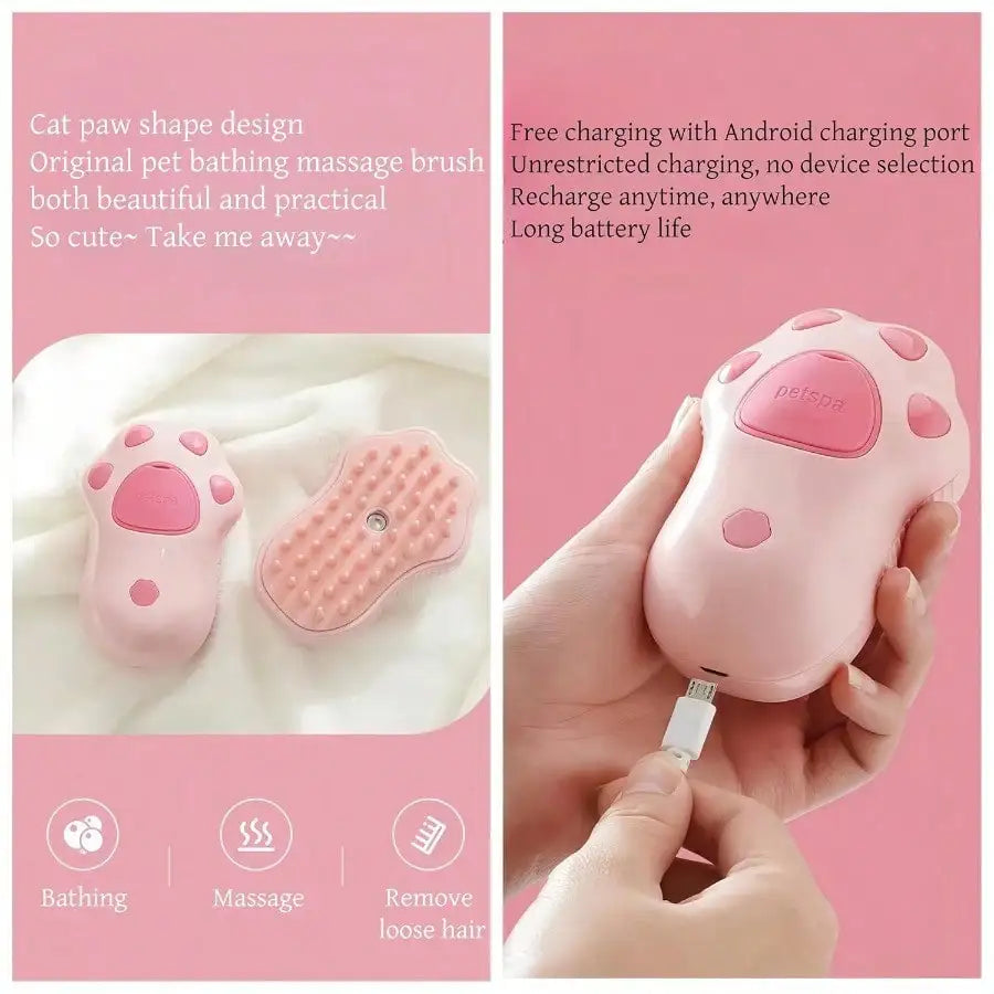 3-in-1 Cat Steam Brush with Silicone Bristles, Pet Grooming Brush for Shedding, Massage, Cleaning & Hair Removal for Cats Dogs