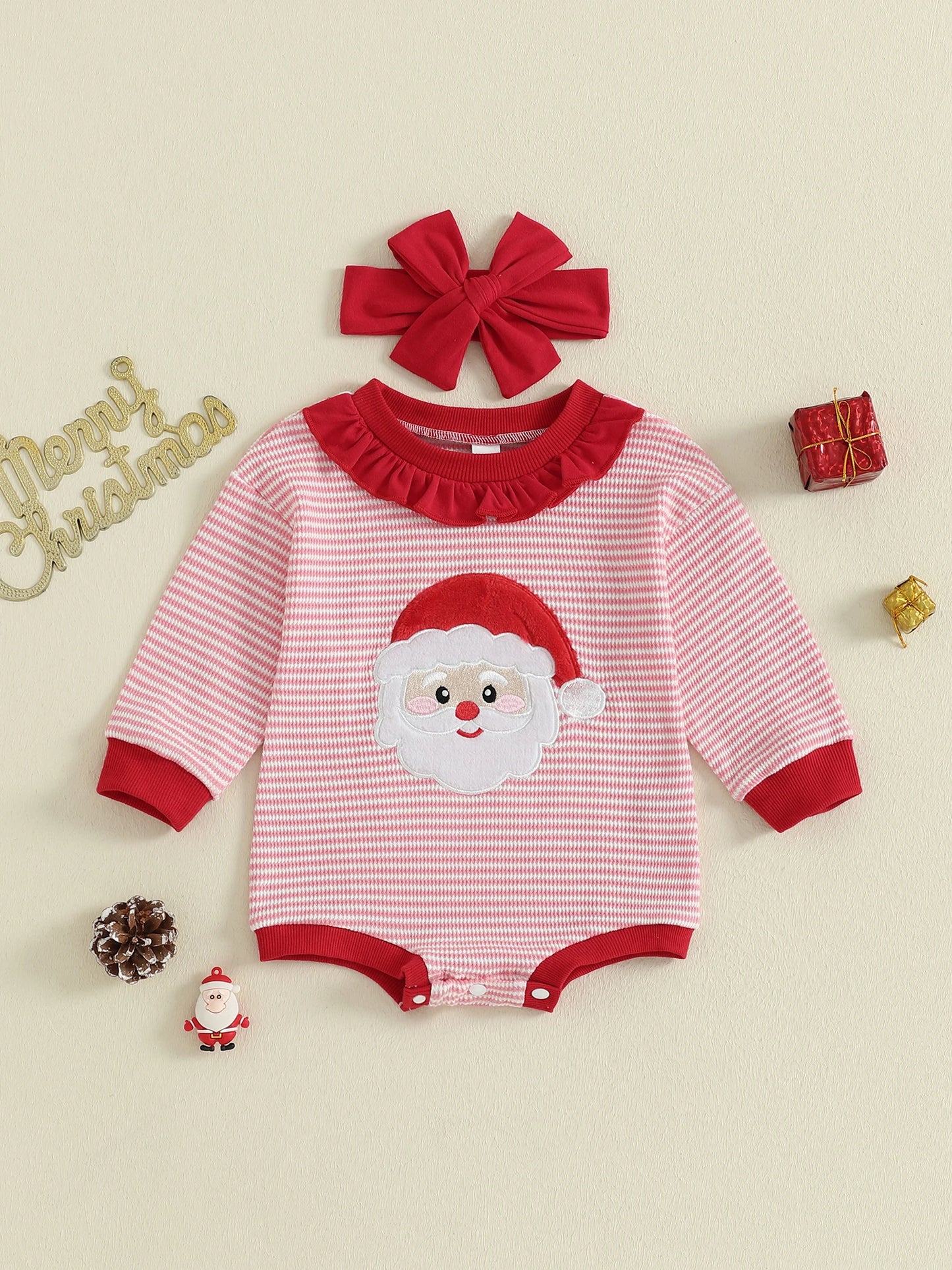 Infant Baby Boy Romper Winter Snowflake Print Reindeer Embroidery  with Hat Set Holiday Costume Outfit for Newborn