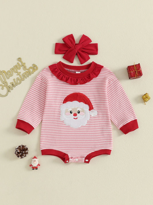 Infant Baby Boy Romper Winter Snowflake Print Reindeer Embroidery  with Hat Set Holiday Costume Outfit for Newborn