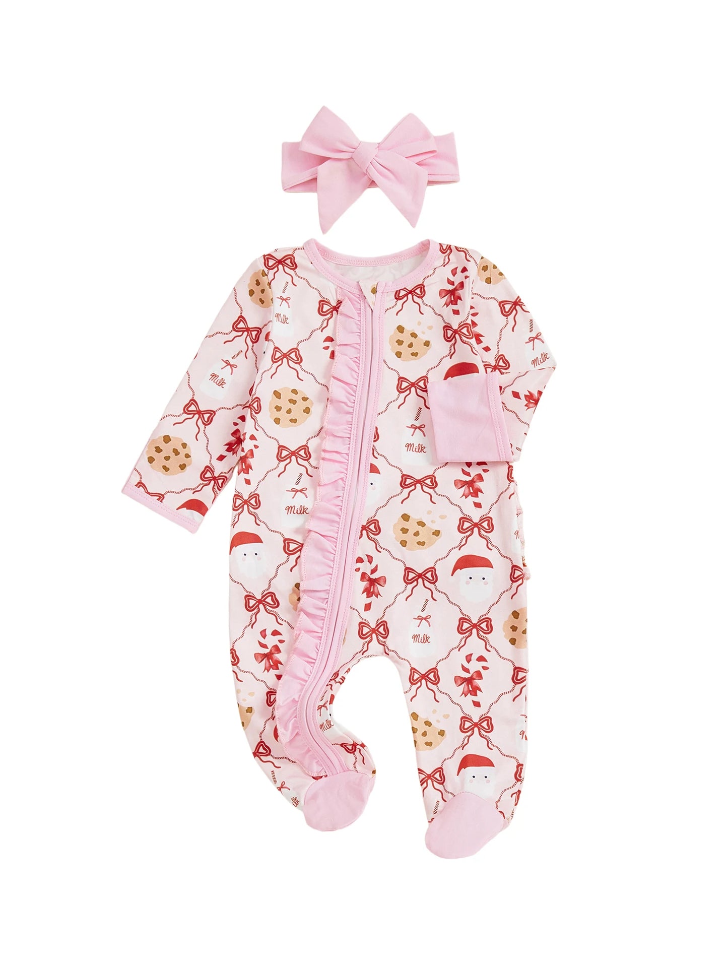 Infant Baby Boy Winter Snowflake Print Hooded Romper with Fleece Lining and Mittens Set for Christmas Celebrations