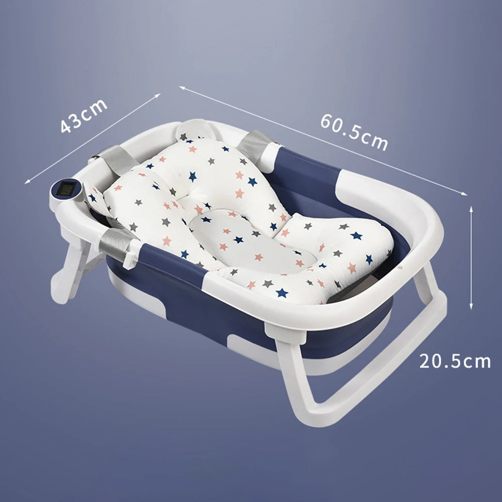 Portable Collapsible Baby Bathtub for Newborn to Toddler Durable Essential Infant Bath Tub with Soft Cushion