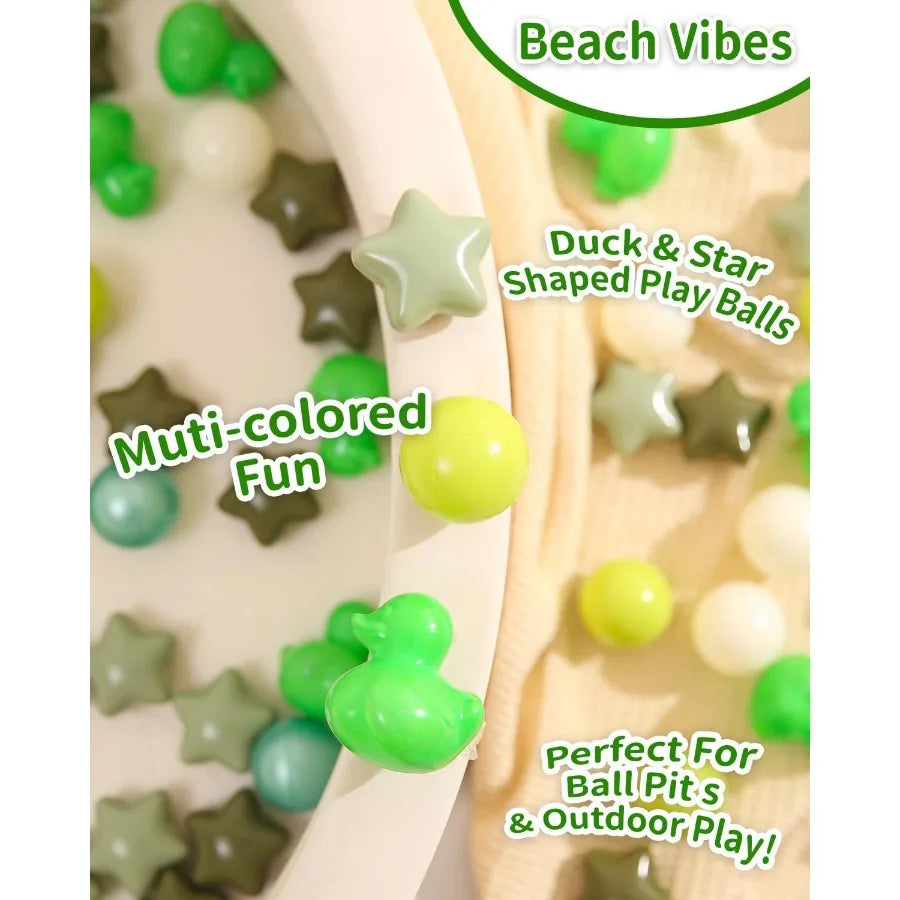 Ball Pit Balls Shapes Pastel, Duck Star Shape Non Toxic for Toddlers Kids Baby Girls Boys Dogs Soft Play,Party, 100pcs