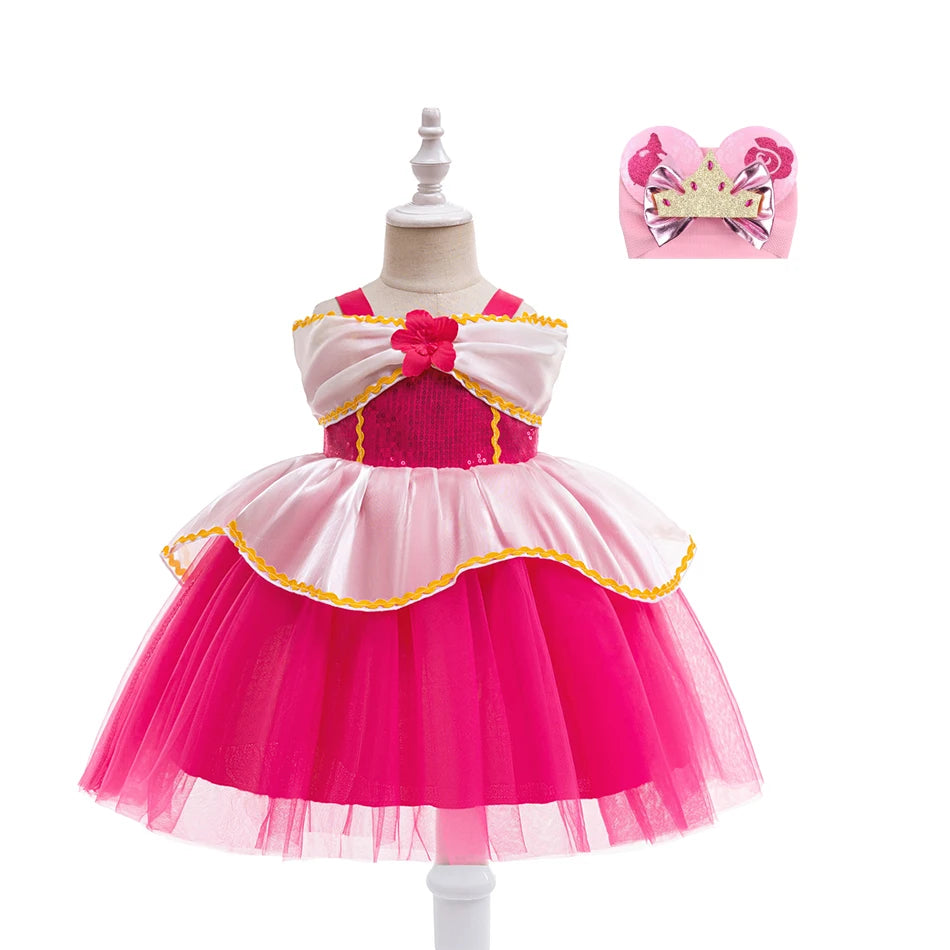 Princess Dress for Baby Girl Children Performance Clothing Baby Birthday Party Puffy Dress With Headband Christmas Costume 6M-3Y