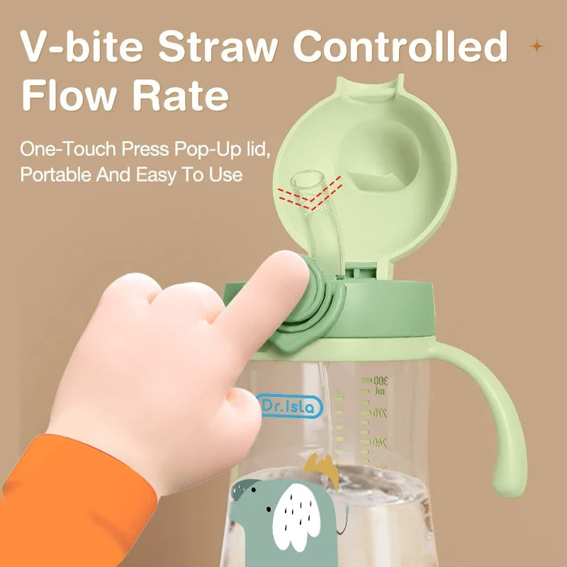 1/2/5pcs Healthy Portable Baby Bottle Silicone High-Temperature Resistant High-Capacity Baby Training Cup BPA Free 300ml