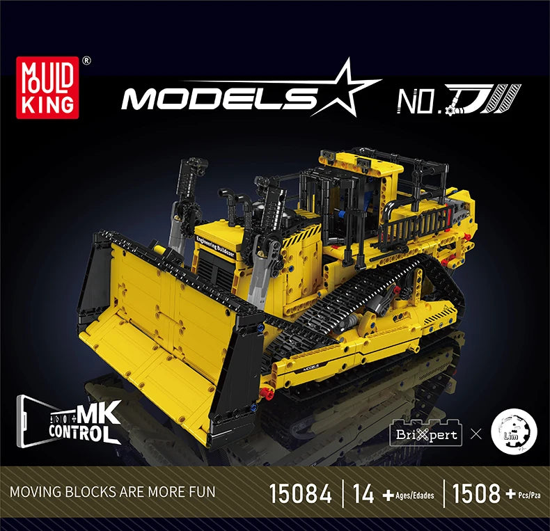 MOULD KING 15084 Technical Remote Control Engineering Truck Vehicle Toys Electric Bulldozer Building Blocks Toys Set for Adults