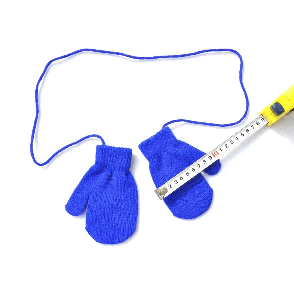 1-3Y Baby Winter Full Finger Gloves - Warm Neck-Hanging Mittens for Toddler Newborn Accessories