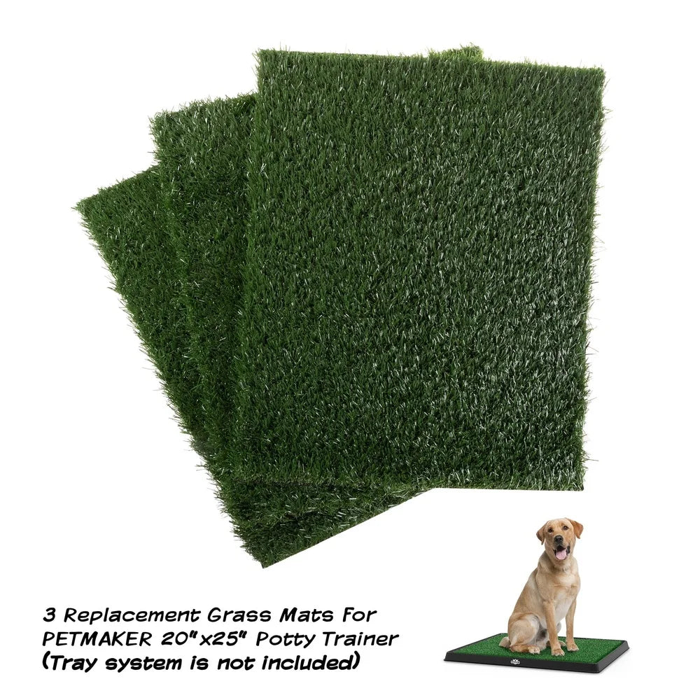 Set of 3 Reusable Dog Pee Pads Indoor Training Essentials Easy Clean Synthetic Plastic Turf Grass Replacement