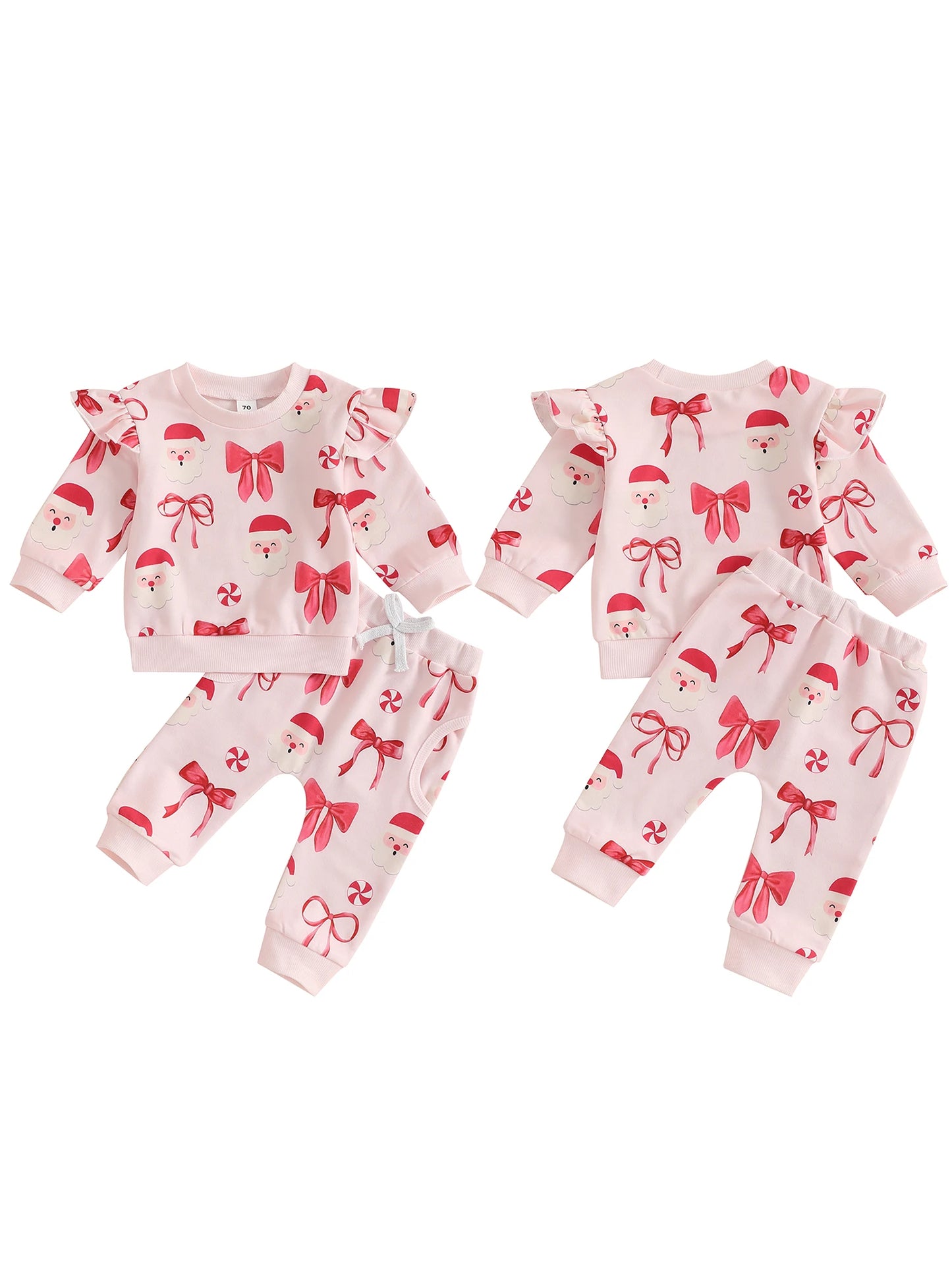 Toddler Girl Christmas Dress Red Plaid Ruffle Sleeve Santa Claus Printed Baby Girls Outfits with Leggings and Headband