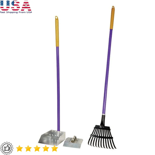 Aluminum Dog Waste Pick Up Tool Kit Lightweight Rake Scoop Waste Pan 38 Inch Handle Pet Supplies 3 Pack