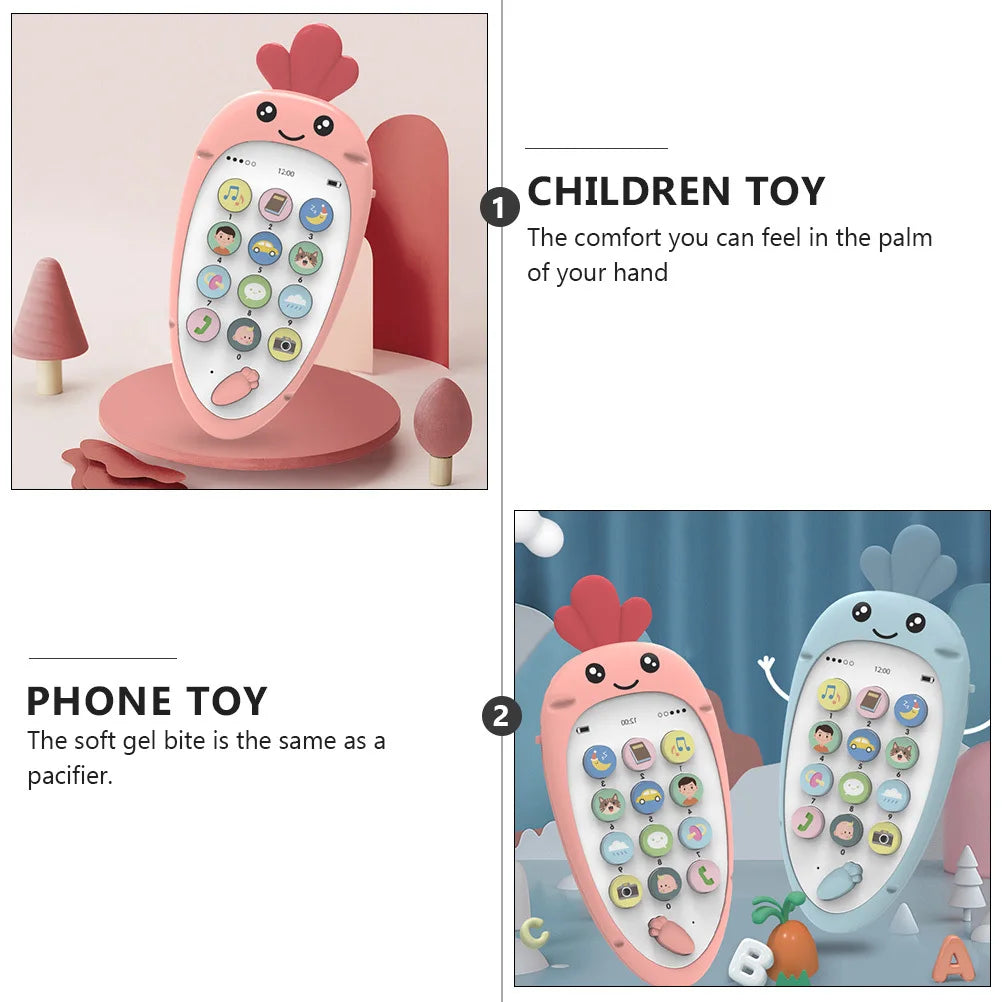1Set Early Education Phone Bilingual Interactive Smart Phone for Babies Gel Bite Pacifier Mobile Learning Music Soothing