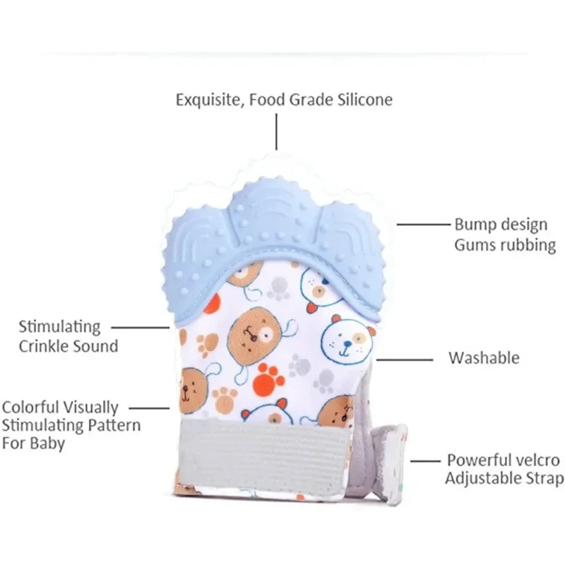 Baby Teething Silicone Gloves Multi-Layer Breathable Chewing Gloves Baby Teething Toys Baby Self Soother Teether Teething Toys