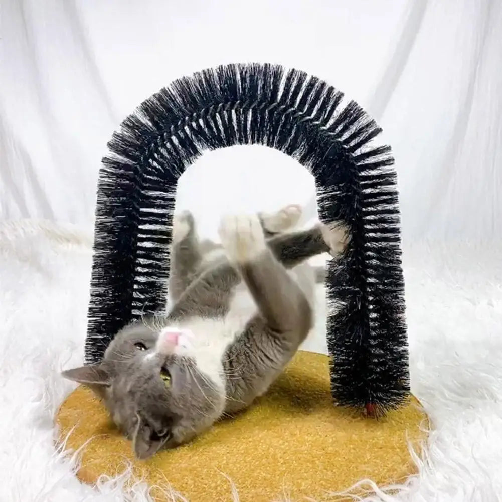 Cat Arch Self Groomer Massager Cat Grooming Brush with Sturdy Scratcher Pad Pet Puppy Cat Scratcher Toys for Indoor Cats