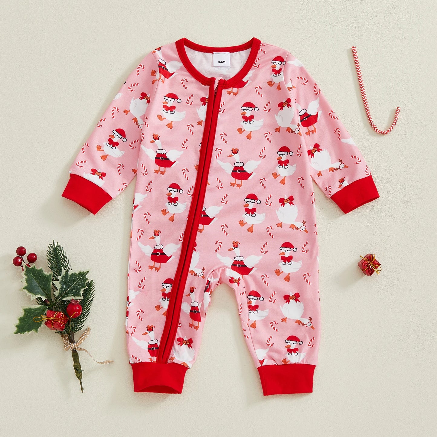 Toddler Christmas  Reindeer Snowflake Print Short Sleeve Round Neck Button Up Playsuit Pajamas for Baby Girl
