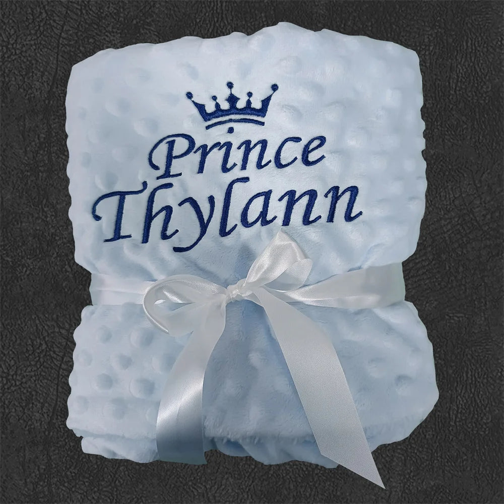 Personalized Baby Blanket with Name for Newborn Boys and Girls Custom Minky Fleece Toddler Crib Stroller Blanket Birthday Gift