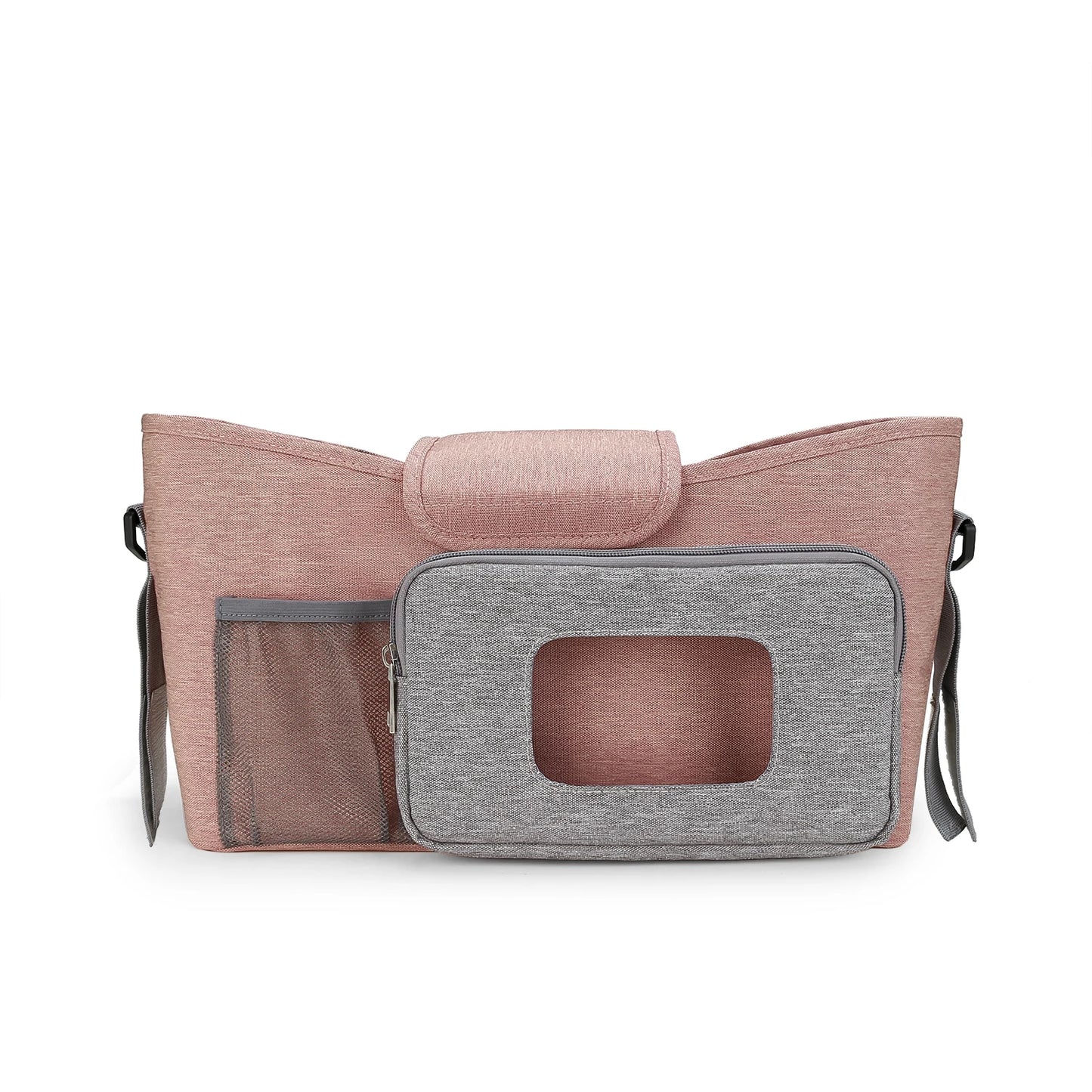 aby Small Diaper Bag Stroller Organizer with Insulated Cup Holder& Shoulder Strap Mini Stroller Storage Pouch for Outdoor