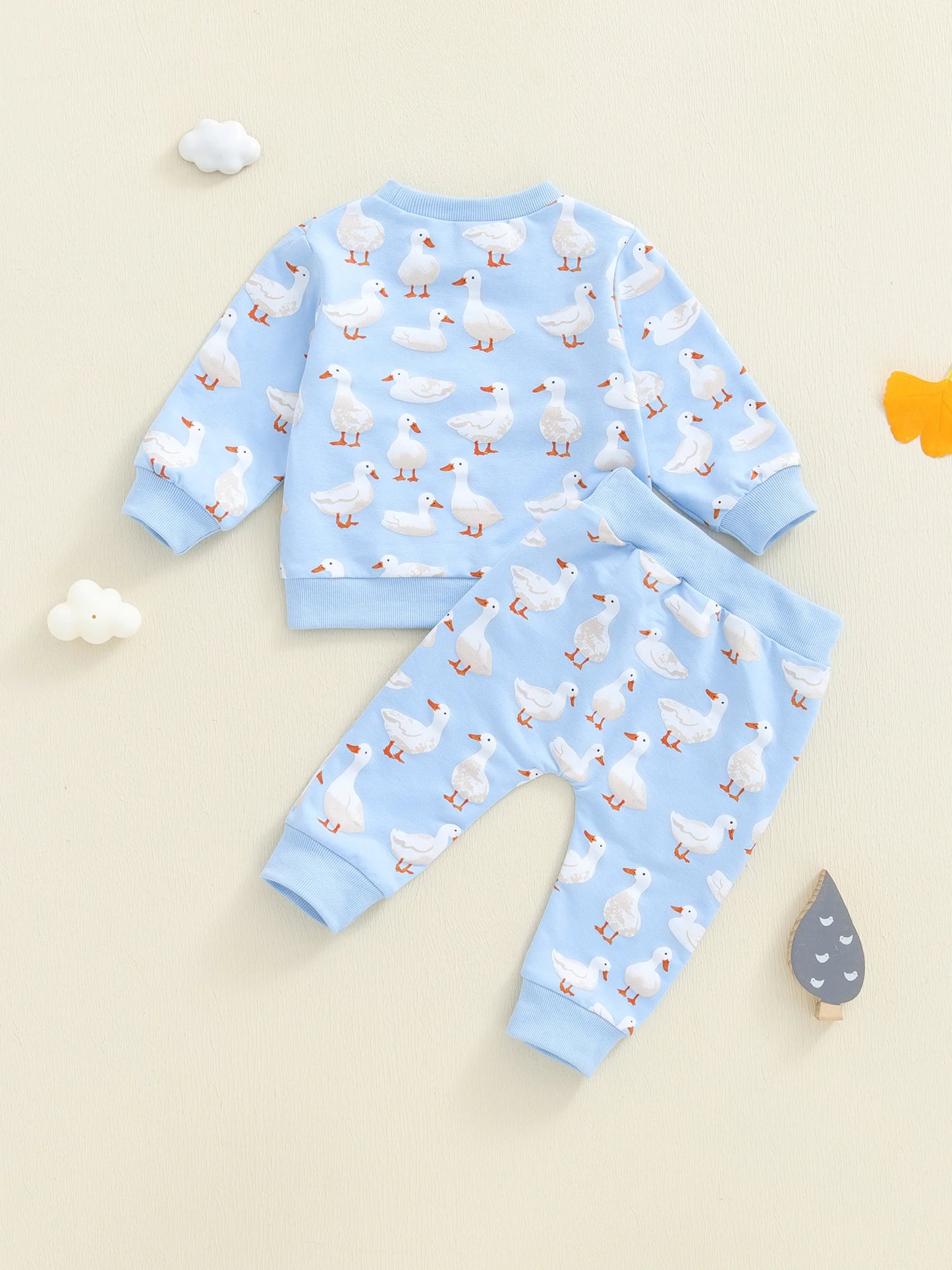 Cute Toddler Winter Clothes Bear Pattern Hooded Sweater Fleece Lined Pants 2 Piece Outfit Set for Boys and Girls