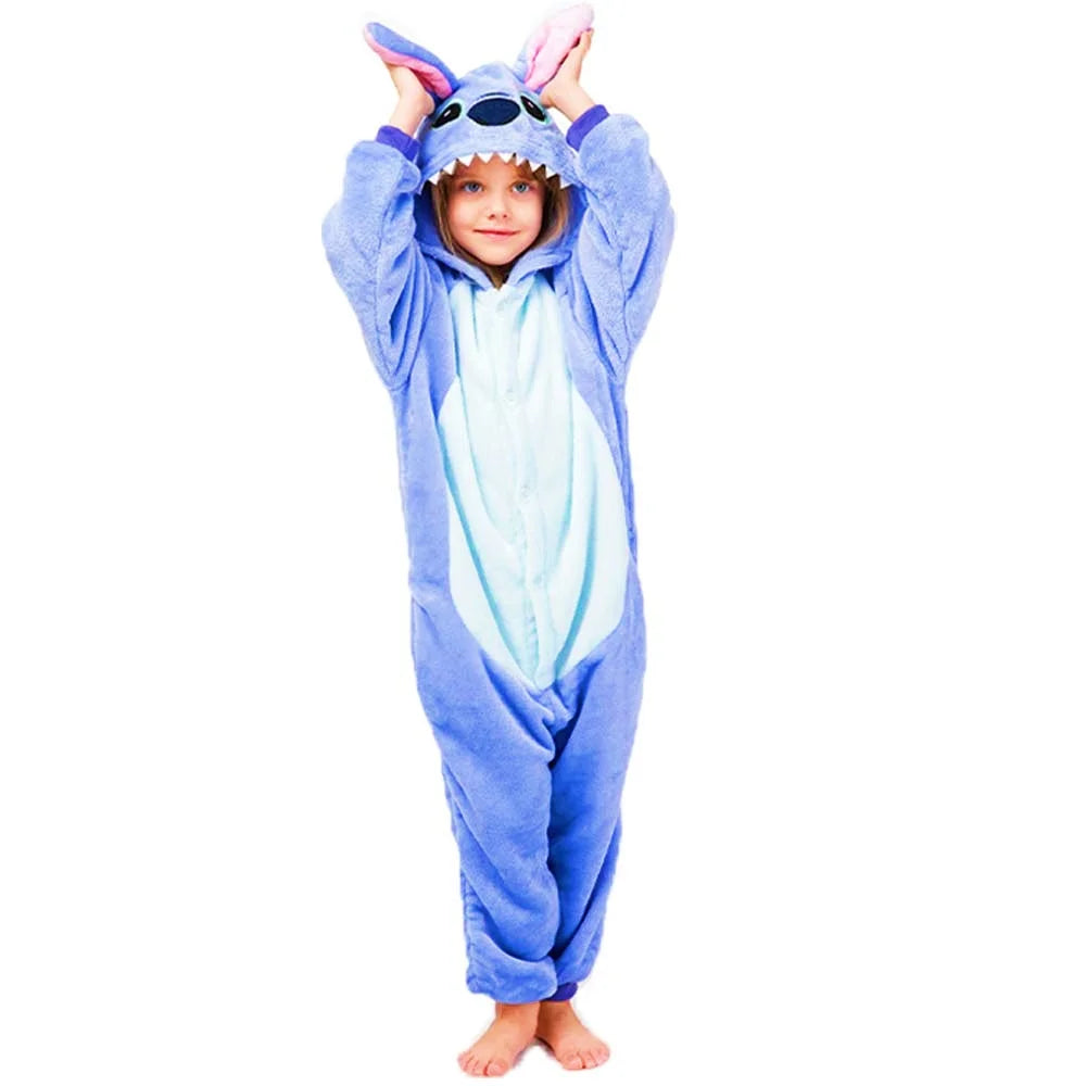 Kigurumi Stitch Cartoon Pajamas Sets Kids Children Animal Onesies Jumpsuit Girls Boys Anime Cosplay Costumes Christmas Halloween