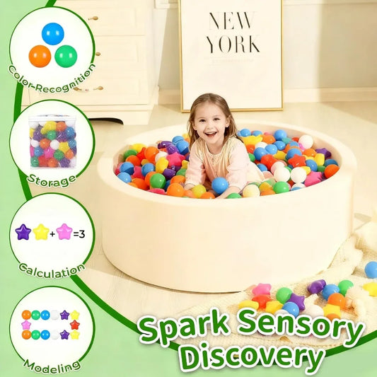 Star Ball Pit Balls for Toddlers 50 Count Star Balls Different Shapes NonToxic Plastic Balls for Safe Play Boys Girls Festival
