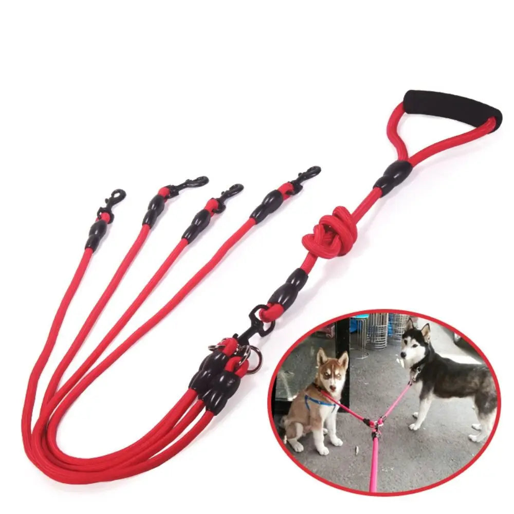 With Foam Handle 2/3/4 Way Pet Leash Nylon Detachable Two Heads Dogs Leash Black Durable Dogs Traction Rope Outdoor
