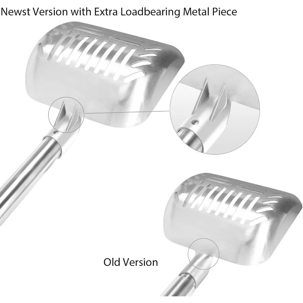 Yangbaga Metal Cat Litter Scoop with Deep Shovel&Long Handle,Detachable Stainless Steel Non-Stick Litter Sifter with Foam Padded