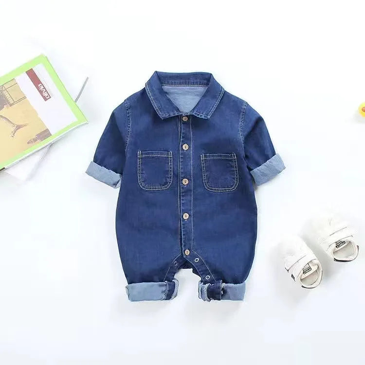 Baby clothes newborn jumpsuit denim romper spring and autumn boy girl romper baby fart romper romper cartoon giraffe romper