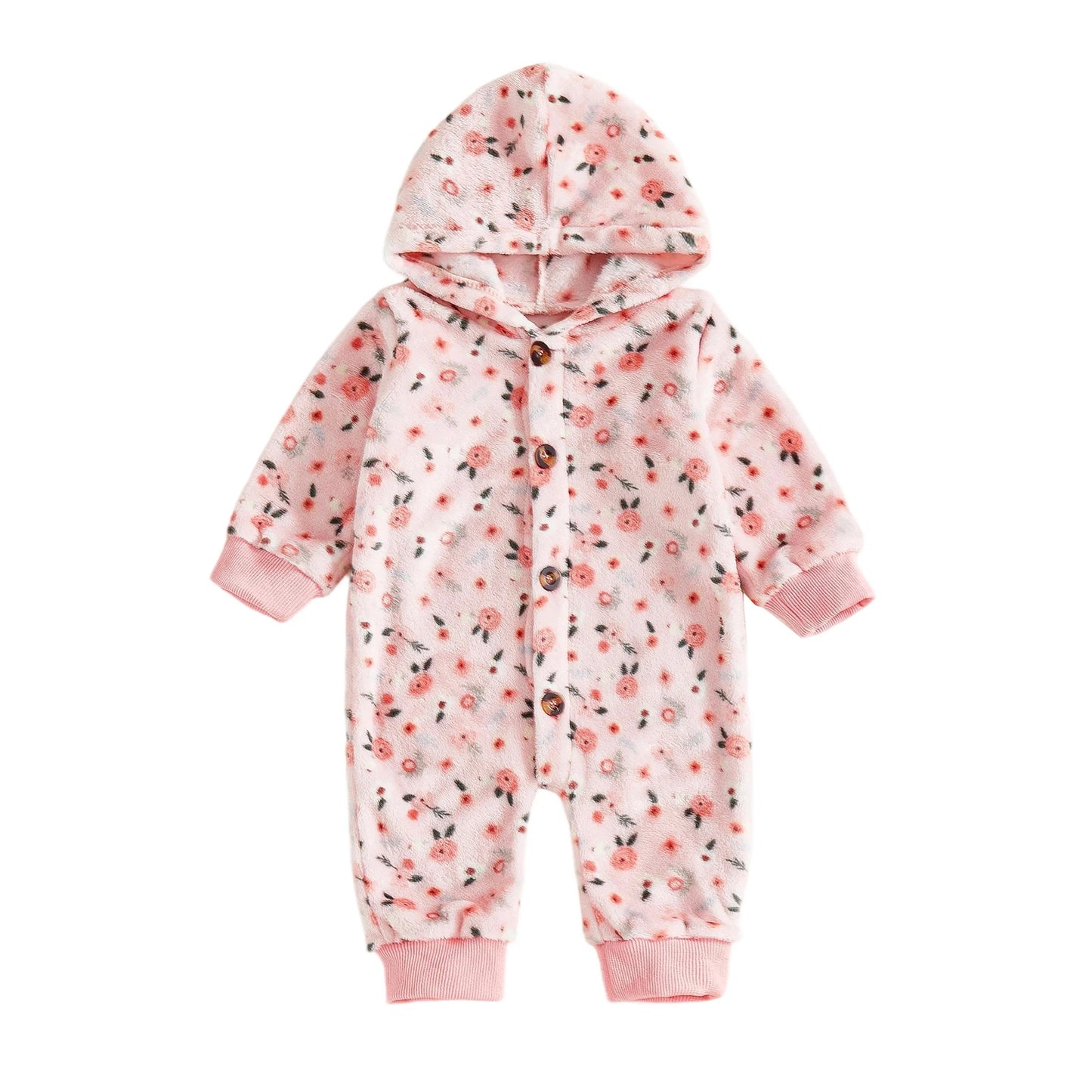 Adorable Baby Hooded Romper with Fun Animal Print Cozy Fleece Jumpsuit for Boys and Girls Long Sleeve Winter Outfit