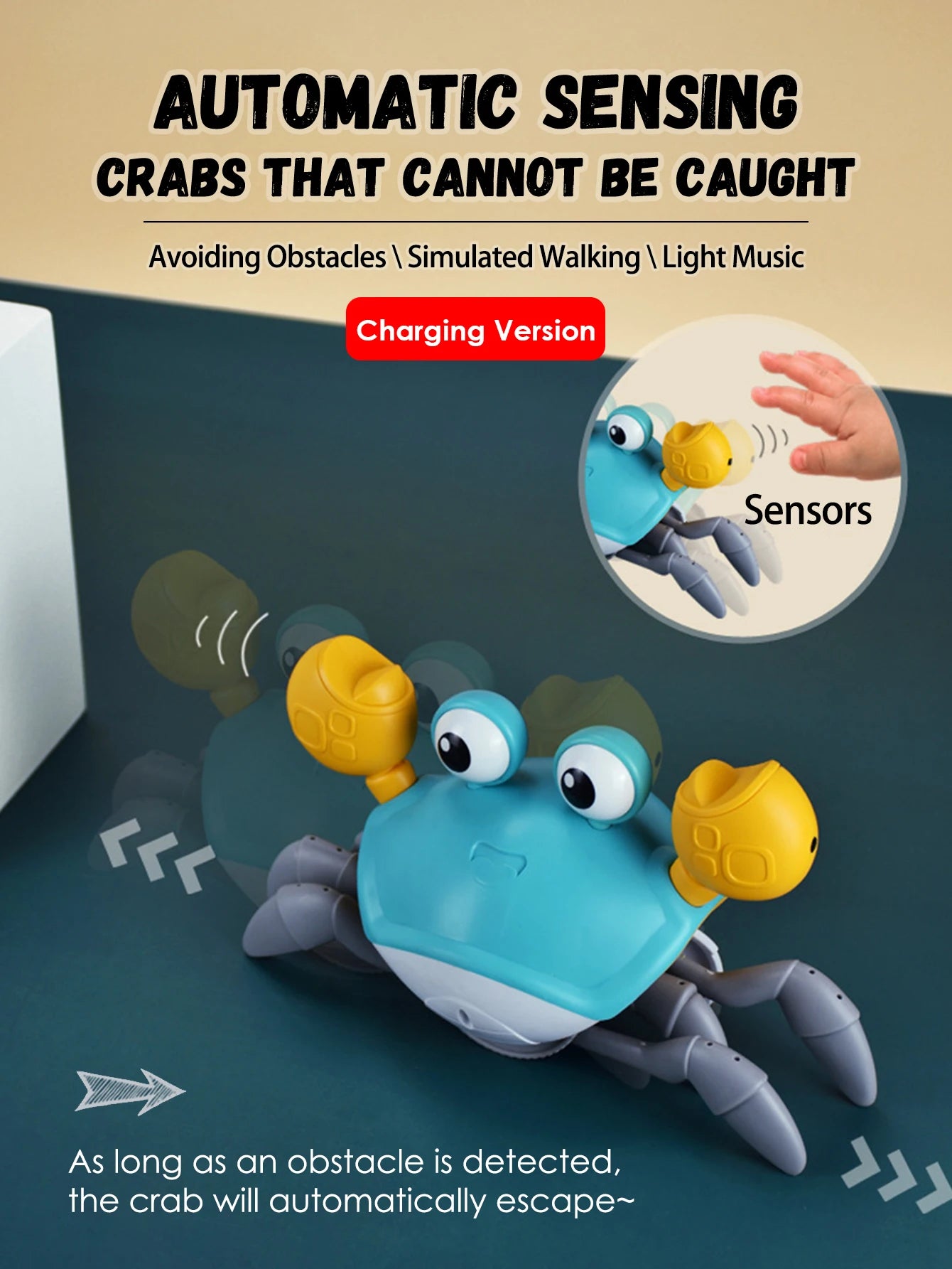 Electronic Pet With Music Toy Charging  Escape Crab Dancing Octopus Auto-sensing Function Crawling Avoiding Obstacles kids gifts