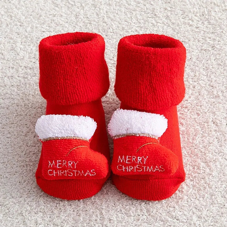 0-3 Years Children Stockings Baby Thickened Terry Xmas Warm Stuff Boy Girl Christmas Winter Clothing Accessories Toddler Socks
