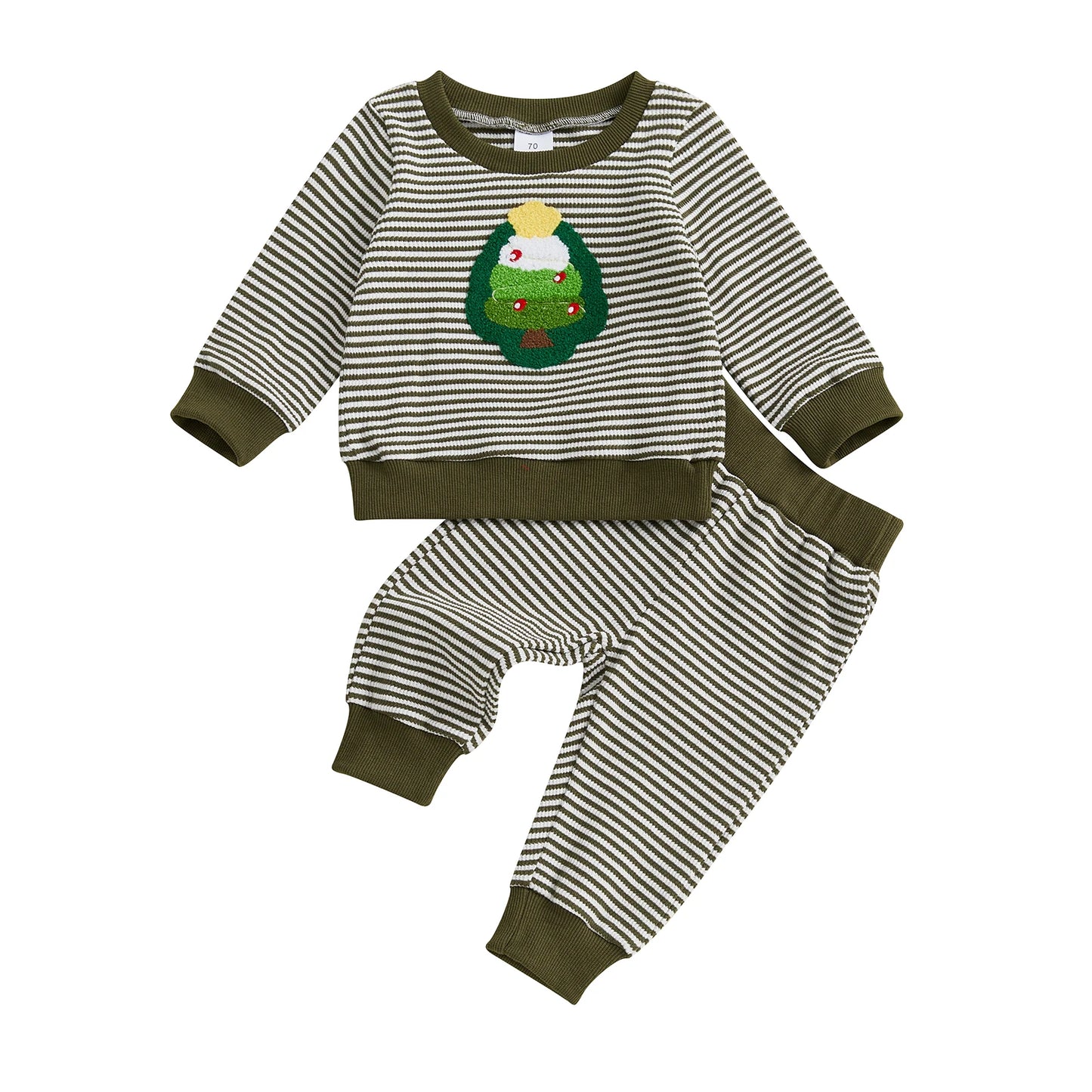 Baby Boys Christmas Outfits Santa Claus Reindeer Applique Plaid Flannel Shirt and Pants 2-Piece Clothing Set for Winter Holiday