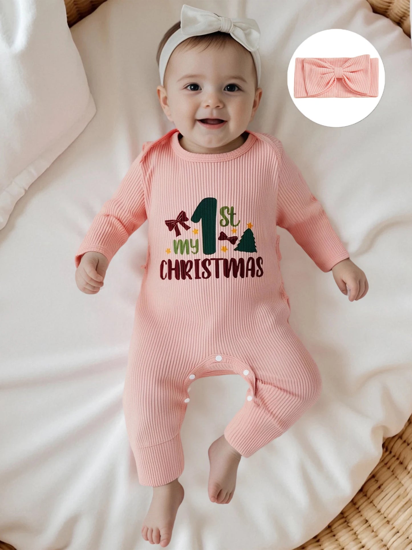 Infant Baby Boy Romper Winter Snowflake Print Long Sleeve Jumpsuit with Hat Set Christmas Outfit for Newborns