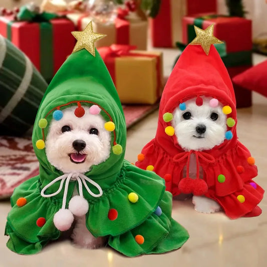 Dog Cloak Pet Cape and Shawl Christmas Dog Christmas Puppy Cosplay Santa Tree Costume Happy Festival Puppy Cat Coat Supplies